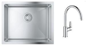 Sada ocelový dřez Grohe K700 31726SD0, kuchyňská baterie Grohe Start Edge 30529001