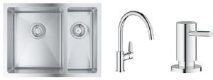Sada ocelový dřez Grohe K700 31577SD1, kuchyňská baterie Grohe Start Edge 30529001, 40535000