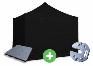 Nůžkový stan 3x3m ALU PREMIUM SET - plné bočnice + podlaha + závaží barva Černá