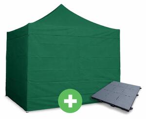 Nůžkový stan 3x3m ALU PREMIUM SET - plné bočnice + podlaha barva Zelená