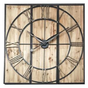 Umělecko-kovářské hodiny z dřevěného masivu se zlatými prvky 120 cm