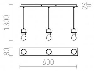 MORE 60 stropní závěsná základna chrom 230V E27 3x42W - RED - DESIGN RENDL
