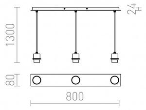 MORE 80 stropní závěsná základna matný nikl 230V E27 3x42W - RED - DESIGN RENDL