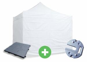 Nůžkový stan 3x3m ALU PREMIUM SET - plné bočnice + podlaha + závaží barva Bílá