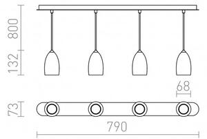 BABADES IV závěsná matný nikl 230V GU10 4x50W - RED - DESIGN RENDL