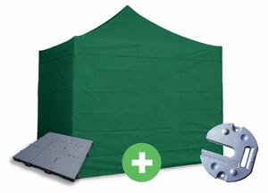 Nůžkový stan 3x3m ALU PREMIUM SET - plné bočnice + podlaha + závaží barva Zelená