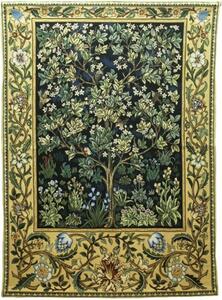 Zámecká tapisérie Strom života smaragdově zelená vč.mosazného závěsu 90x70cm