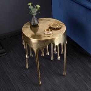 Kovový milánský odkládací stolek Tekuté zlato kruhový