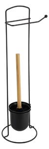 DekorStyle Kovový stojan na toaletní papír MINA s WC kartáčem černý