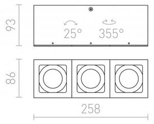 Stropní svítidlo BERIT III hliník 230V GU10 3x50W - RED - DESIGN RENDL