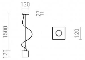 DADOS NEW závěsná opálové sklo/chrom 230V E27 28W - RED - DESIGN RENDL