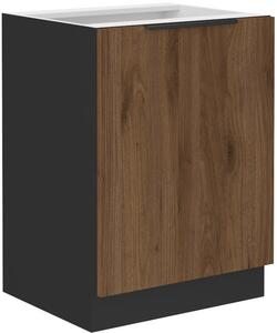 Dolní jednodveřová skříňka TOVA - šířka 60 cm, ořech okapi / černá