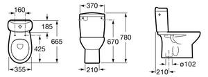 ROCA Victoria - WC kombi + sedátko, vertikální odpad, A342394000