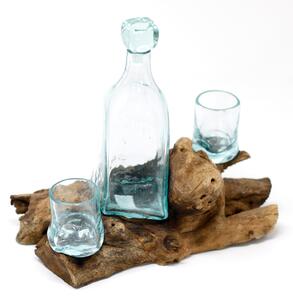 AWGifts Tavené sklo na dřevě - Whisky set