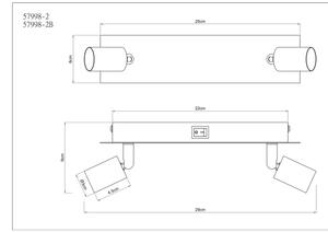 Globo 57998-2 - Bodové svítidlo DREW 2xGU10/35W/230V černá