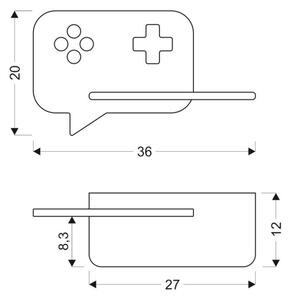 LED Dětské nástěnné svítidlo s poličkou CONSOLE LED/5W/230V černá