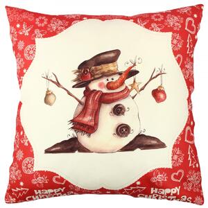 Hanah Home Vánoční dekorační polštář se sněhulákem VASO 43x43 cm bílý/červený