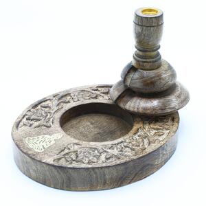 AWGifts Střední stojan “Tekoucí Dým“ z mangového dřeva - Buddha