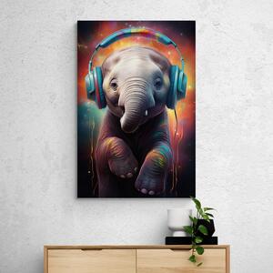 Obraz slon se sluchátky