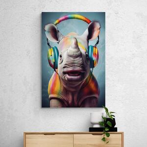 Obraz nosorožec se sluchátky