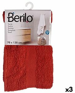Berilo Ručník na toaletu Cihlově červená barva 70 x 130 cm (3 kusů)
