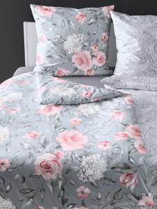 Bierbaum povlečení bavlněný satén 3676 Grey Roses - 140x200 / 70x90 cm