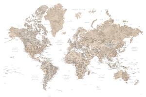 Mapa Neutral watercolor detailed world map with cities, Abey, Blursbyai