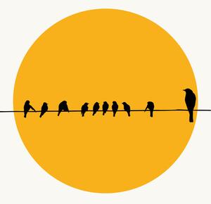 Ilustrace Birds Family, Kubistika