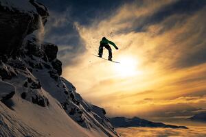 Fotografie Sunset Snowboarding, Jakob Sanne