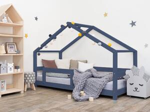 Dětská postel domeček LUCKY s bočnicí - Námořnická modrá, Rozměr: 70 x 160 cm
