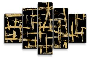Sablio Obraz - 5-dílný Zlaté malování - 125x90 cm