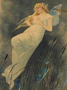 Obrazová reprodukce The Elf in the Iris Blossoms (Vintage Art Nouveau) - Alfons Mucha