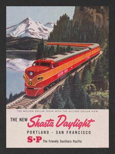 Obrazová reprodukce The New Shasta Daylight Train (Vintage Transport)