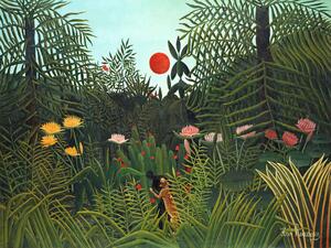 Obrazová reprodukce Setting Sun in the Virgin Forest (Tropical Rainforest Landscape) - Henri Rousseau