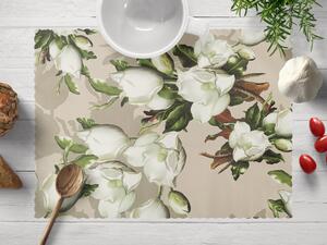 Biante Teflonové prostírání na stůl TF-063 Květy gardénie na hnědobéžovém 30x40 cm