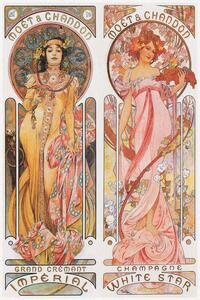Obrazová reprodukce Moët & Chandon Champagne (Beautiful Pair of Art Nouveau Lady, Advertisement) - Alfons / Alphonse Mucha