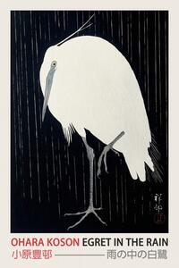 Obrazová reprodukce Egret in the Rain (Japanese Woodblock Japandi print) - Ohara Koson