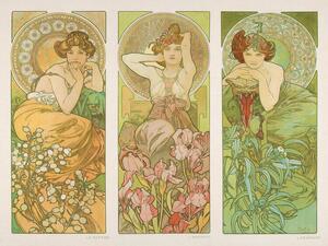 Obrazová reprodukce Topaz, Amethyst & Emerald (Three Beautiful Art Nouveau Ladies) - Alphonse / Alfons Mucha