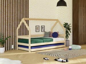 Dřevěná výsuvná přistýlka SLEEP pod postel na kolečkách - Nelakovaná, 80x150 cm (pod postel 80x160 cm)