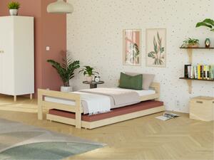 Dřevěná výsuvná přistýlka SLEEP pod postel na kolečkách - Nelakovaná, 80x150 cm (pod postel 80x160 cm)