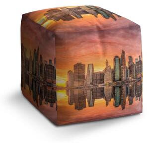 Sablio Taburet Cube New York Západ slunce - 40x40x40 cm