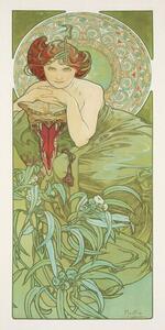 Obrazová reprodukce Emerald from The Precious Stones Series (Beautiful Distressed Art Nouveau Lady) - Alphonse / Alfons Mucha