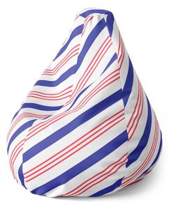 Sablio Sedací vak Pear Modročervené pruhy - 70 x 95 x 15 cm