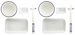 13493 Sada na sushi DKD Home Decor 33,5 x 34,5 x 9 cm Porcelán Bílý Námořnický Modrý Orientální (33,5 x 34,5 x 9 cm)
