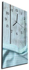 Nástěnné hodiny 30x60cm tyrkysové dřevo, utěrka - plexi