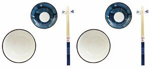 13493 Sada na sushi DKD Home Decor 34 x 29,5 x 7,3 cm Porcelán Modrý Bílý Orientální (34 x 29,5 x 7,3 cm)
