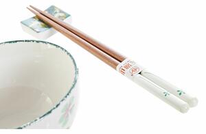 Sada na sushi DKD Home Decor 25 x 25 x 6,5 cm Porcelán Dřevo Bílý Zelená Orientální (6 Kusy) (25 x 25 x 6,5 cm) (6 pcs)