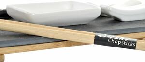Sada na sushi DKD Home Decor Kaštanová Černý Přírodní Bambus Tabule 30 x 10 x 3,5 cm (9 Kusy) (30 x 10 x 3,5 cm)