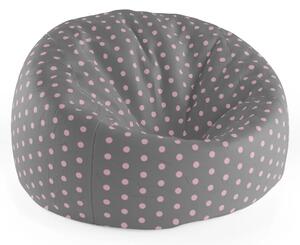 Sablio Sedací vak Cocoon Růžové puntíky na šedé - 75 x 45 x 35 cm