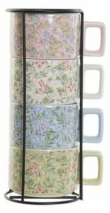 Set Hrnků na Kávu DKD Home Decor Modrý Zelená Růžový Kov Dolomite 260 ml (4 Kusy)
